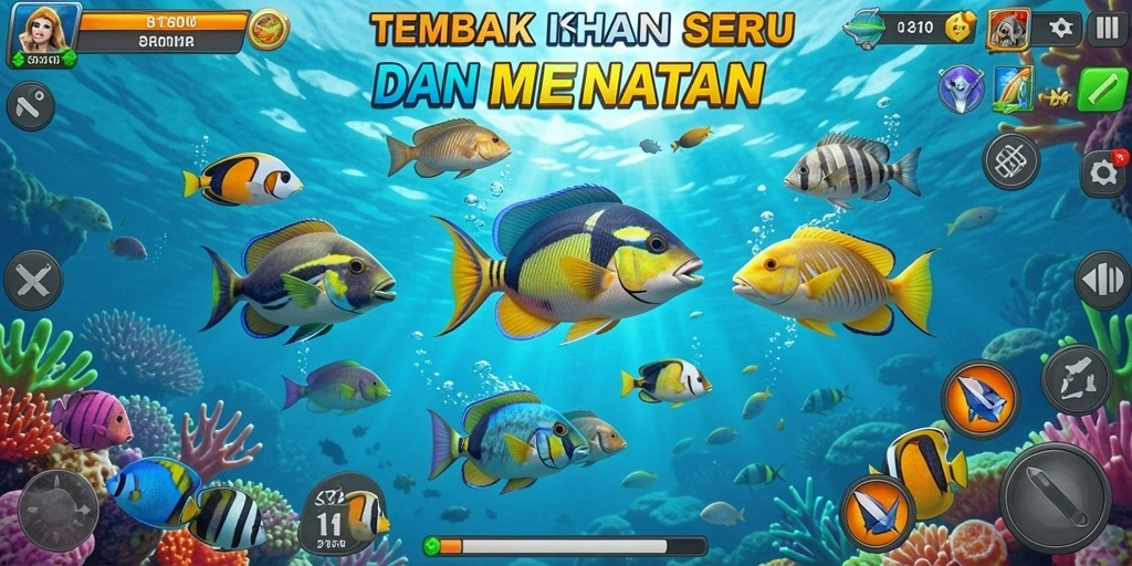 Tampilan gameplay 8180 menampilkan aksi tembak ikan yang seru.