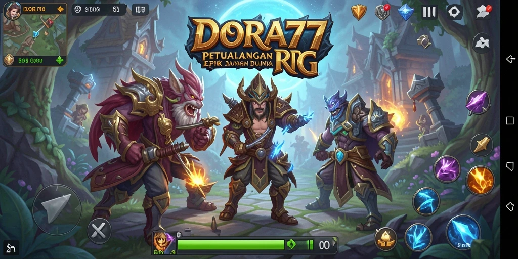 Screenshot DORA77 menampilkan pertarungan RPG yang mendebarkan.