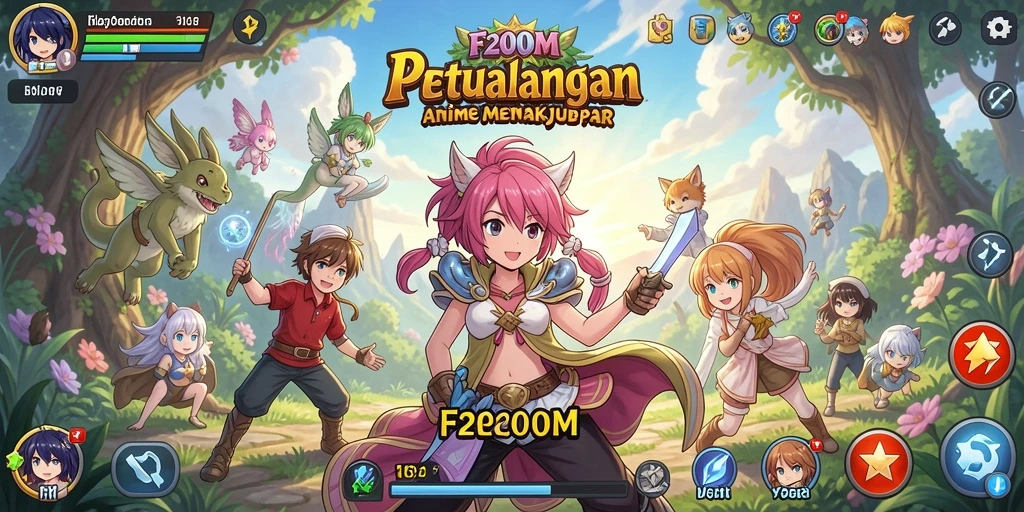 Tampilan gameplay F200M yang menakjubkan di dunia anime.