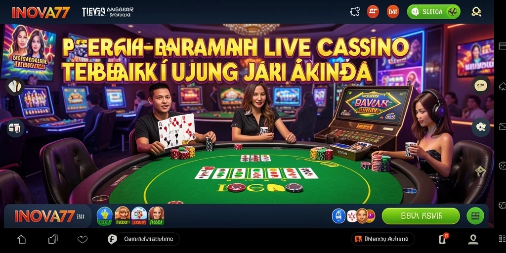 Tampilan utama INOVA77 menampilkan dealer langsung dan suasana permainan yang mendebarkan.