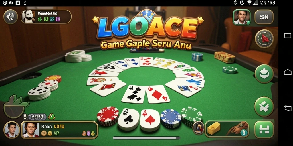 Tampilan gameplay seru dalam LGOACE, permainan Gaple yang menarik.