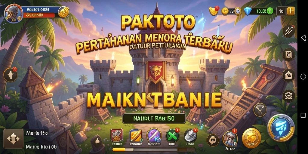 Tampilan gameplay PAKTOTO dengan menara dan musuh yang beragam.