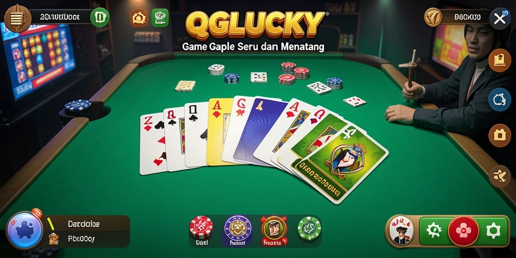 Screenshot gameplay Gaple QGLUCKY yang interaktif dan seru.